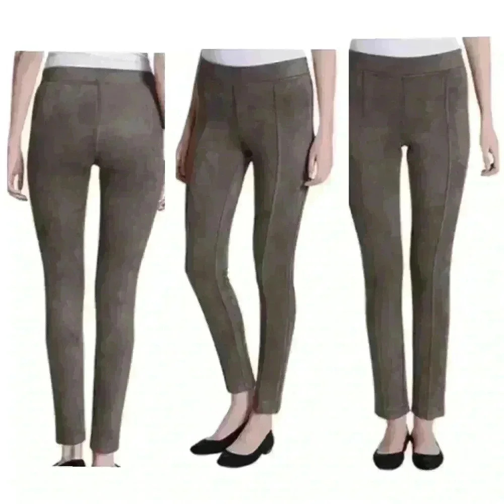 NWT Andrew Marc faux suede leggings taupe - Picture 2 of 4